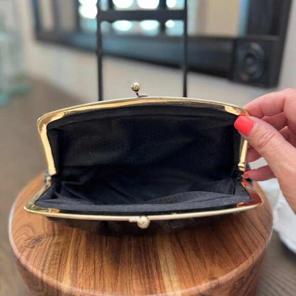 Vintage Black Eel Skin Coin Purse & Lipstick Case Set NWOT - Picture 5 of 11